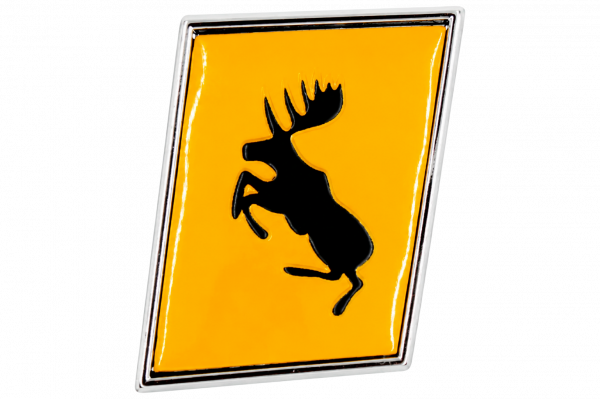 Prancing moose trunk sticker - yellow - silver